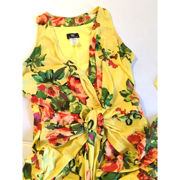Vtg Maxi Dress S Form Fitting Yellow Lime Old Hollywood Style Sexy Heat Wave - Picture 8 of 13
